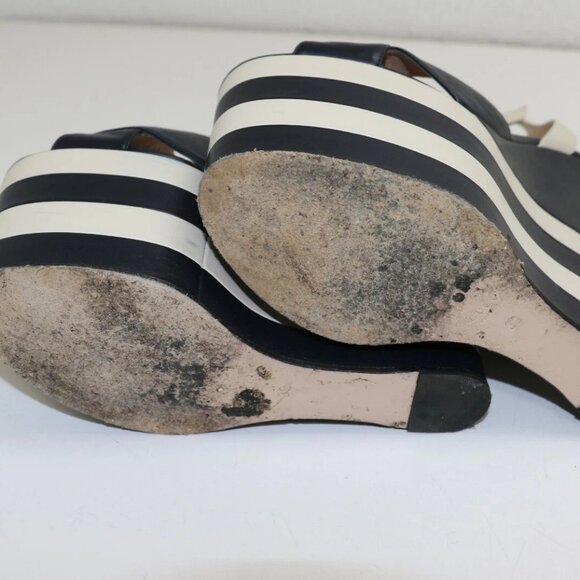 GUCCI BLU/MYSTIC WHITE ANKLE STRAP NAPPA CHARLOTTE WEDGES US 8.5 EU39 - Picture 9 of 15